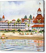 Hotel Del Coronado From Ocean Canvas Print