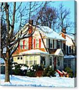 House Down The Street In Winter Canvas Print