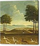 Hunting Scene With A Harbor Canvas Print