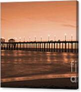 Huntington Beach Pier - Twilight Sepia Canvas Print