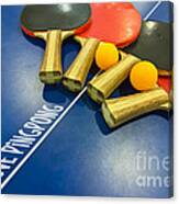 I Love Ping-pong Bats Table Tennis Paddles Rackets On Blue Canvas Print