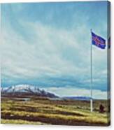 #iceland ♡.... #mountain  #flag Canvas Print