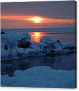 Icy Lake Superior Sunrise Canvas Print