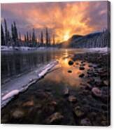 Icy Morning On Fire Canvas Print
