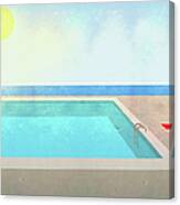 Illustration Of Swimming Pool On Sunny Canvas Print