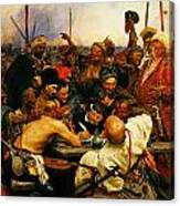 Ilya Repin 3 Reply Of The Zaporozhian Cossacks To Sultan Mehmed Iv Of Ottoman Empire1 Canvas Print