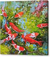 Impasto Oil Painting Koi Fish Canvas Print
