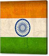 India Flag Vintage Distressed Finish Canvas Print