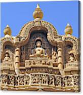 India, Rajasthan, Bas-relief On The Frontage Of A Jain Temple In Jaisalmer Canvas Print