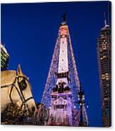 Indiana - Monument Circle With Lights And Horse Canvas Print
