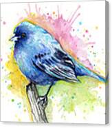 Indigo Bunting Blue Bird Watercolor Canvas Print