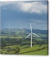Ireland, County Cavan, Landscape With Wind Turbines Canvas Print