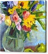 Irises And Apples Canvas Print