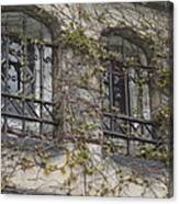 Ivy Covered Mausoleum Windows Canvas Print