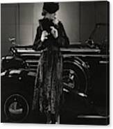 Jane Powell Standing In Front Of A Vintage Car Canvas Print