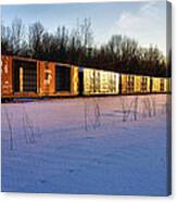 January Sunset On Boxcars Ill Canvas Print