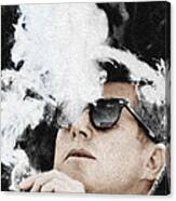 John F Kennedy Cigar And Sunglasses Canvas Print