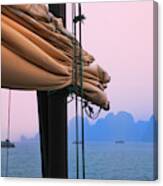Junk Boats And Karst Islands In Halong Canvas Print