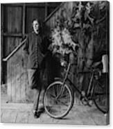 Katharine Shields By A Bicycle Canvas Print