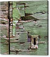 Key Hole On A Green Weathered Wood Door Canvas Print