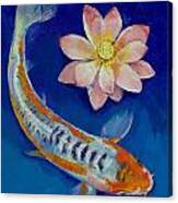 Koi Fish And Lotus Canvas Print