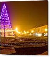 Koprivnica Town Center Christmas Panorama Canvas Print