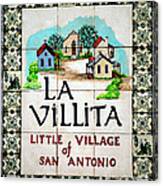 La Villita Tile Sign On The Riverwalk San Antonio Texas Watercolor Digital Art Canvas Print