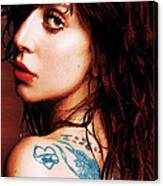Lady Gaga Blue Tattoo Close Up Canvas Print