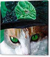 Lady Little Girl Cats In Hats Canvas Print