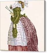 Ladys Elaborate Gown In Burgundy Canvas Print
