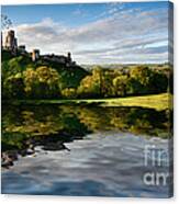 Lake And Hill With Ruin Landscape Canvas Print