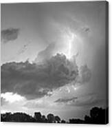 Lake Thunder Cell Lightning Burst Bw Canvas Print