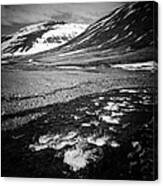 Landscape North Iceland Black And White Canvas Print
