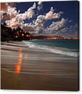Lanikai Beach At Night View Of Kailua Bay Canvas Print