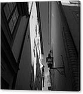 Lantern In A Narrow Alley - Monochrome Canvas Print