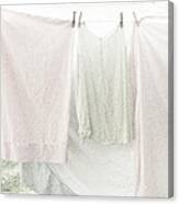 Laundry On The Line In Pink And Green Canvas Print