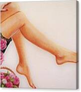 Legs And Roses Canvas Print