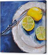 Lemons On A Plate Canvas Print
