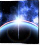 Lens Flare On Curve Of Planet Canvas Print
