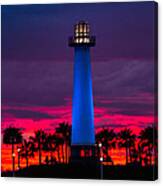 Light House In The Firey Sky Canvas Print