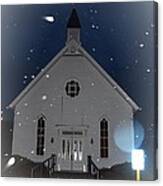 Light Snowing Over The Church Canvas Print