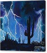 Lightening In Desert Canvas Print