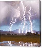 Lightning Striking Longs Peak Foothills 4c Canvas Print