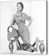 Lisa Fonssagrives Wearing Suit By Dog Canvas Print