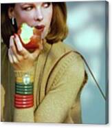 Lisa Taylor Eating An Apple Canvas Print