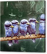 Little Birds On A Branch Canvas Print