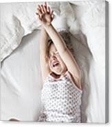 Little Girl Crying In Bed Canvas Print