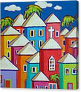 Colorful Houses Tropical Caribbean - Little Village Canvas Print