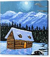 Little Winter Cabin Canvas Print