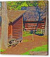 Log House And Outbuildings / Oliver Miller Homestead Canvas Print